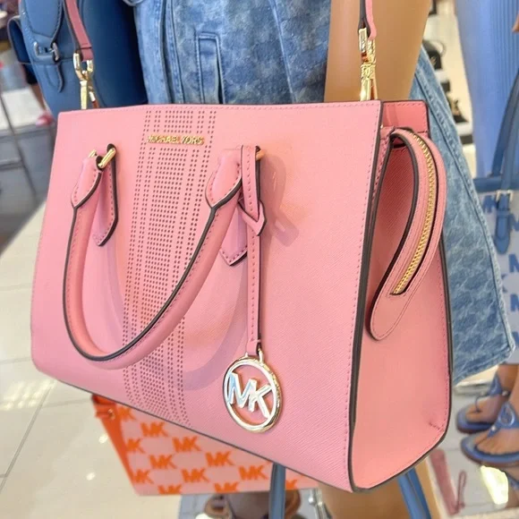 MICHAEL KORS
Sheila Medium CZ Faux Saffiano Leather Satchel Crossbody 
NWT - Picture 2 of 16